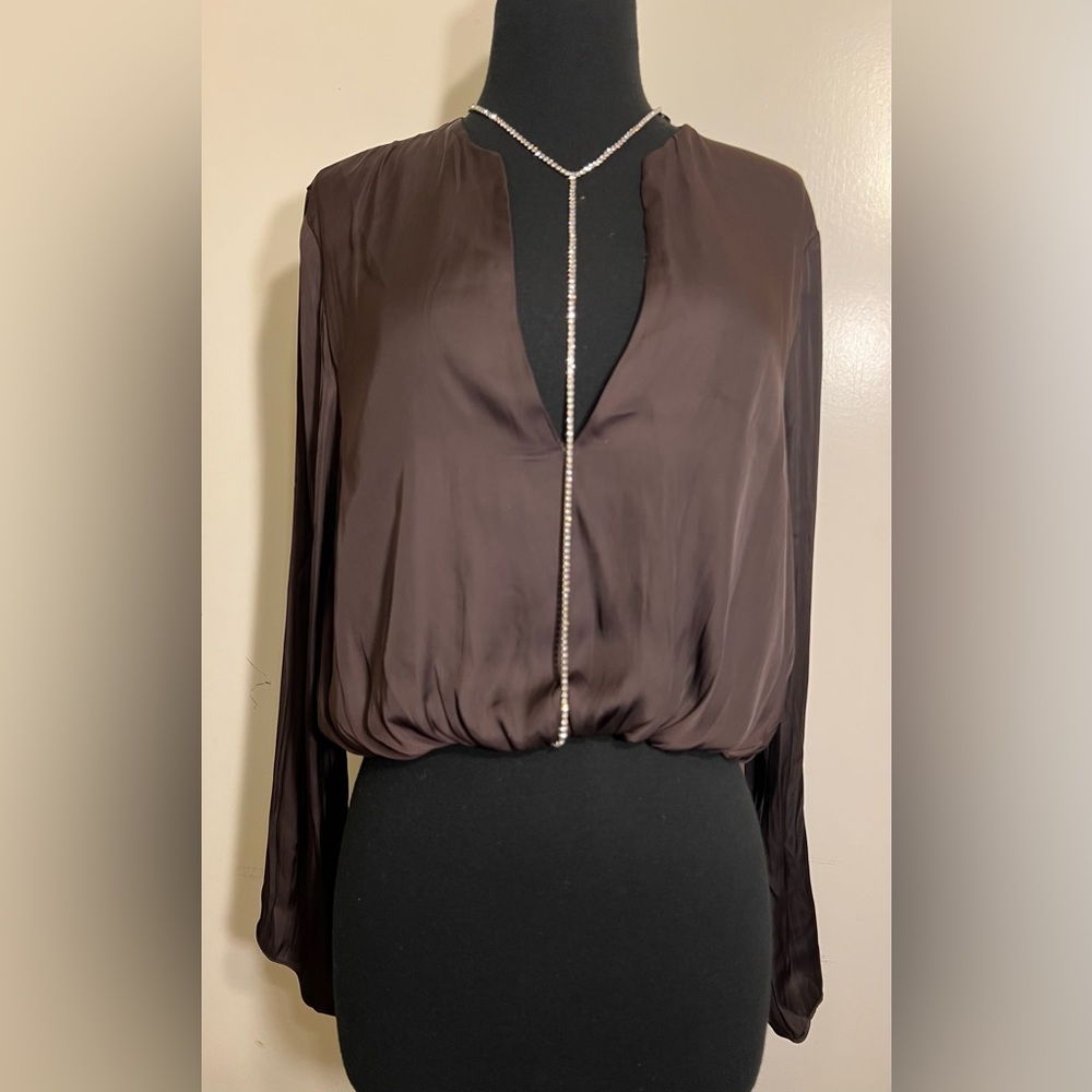 Zara Dark Brown Long Sleeve Blouse